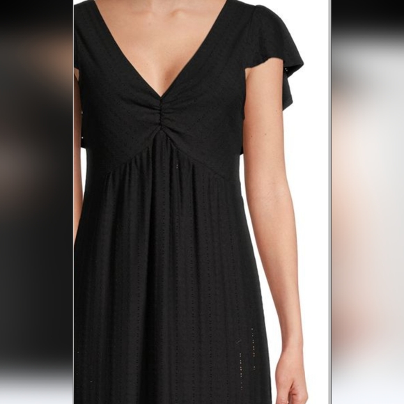 NWT Betsey Johnson dress black eyelet flutter ruffle maxi dress Medium - Picture 3 of 10